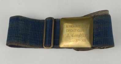 Cricket belt and buckle. Brass cricket full belt and buckle. The brass buckle of oblong design