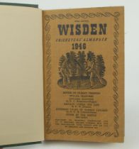 Wisden Cricketers’ Almanack 1946 to 1949. All four editions bound in dark green boards, with