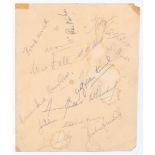 West Indies c.1960. Page signed in ink by seventeen West Indies players. Signatures include Worrell,