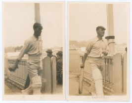 Middlesex C.C.C. Two sepia real photograph postcards of Middlesex players returning to the