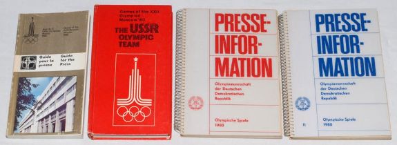 Olympics. Moscow 1980. Four official press handbooks issued for the Moscow Olympics of 1980. ‘