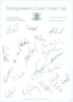 Nottinghamshire C.C.C. ‘Double Winners’ 1987. Official autograph sheet for the season signed by