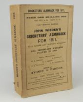 Wisden Cricketers’ Almanack 1911. 48th edition. Original paper wrappers. Very minor wear to spine