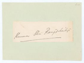 Kumar Shri Ranjitsinhji. Sussex & England 1893-1920. Excellent signature of Ranjitsinhji in ink on