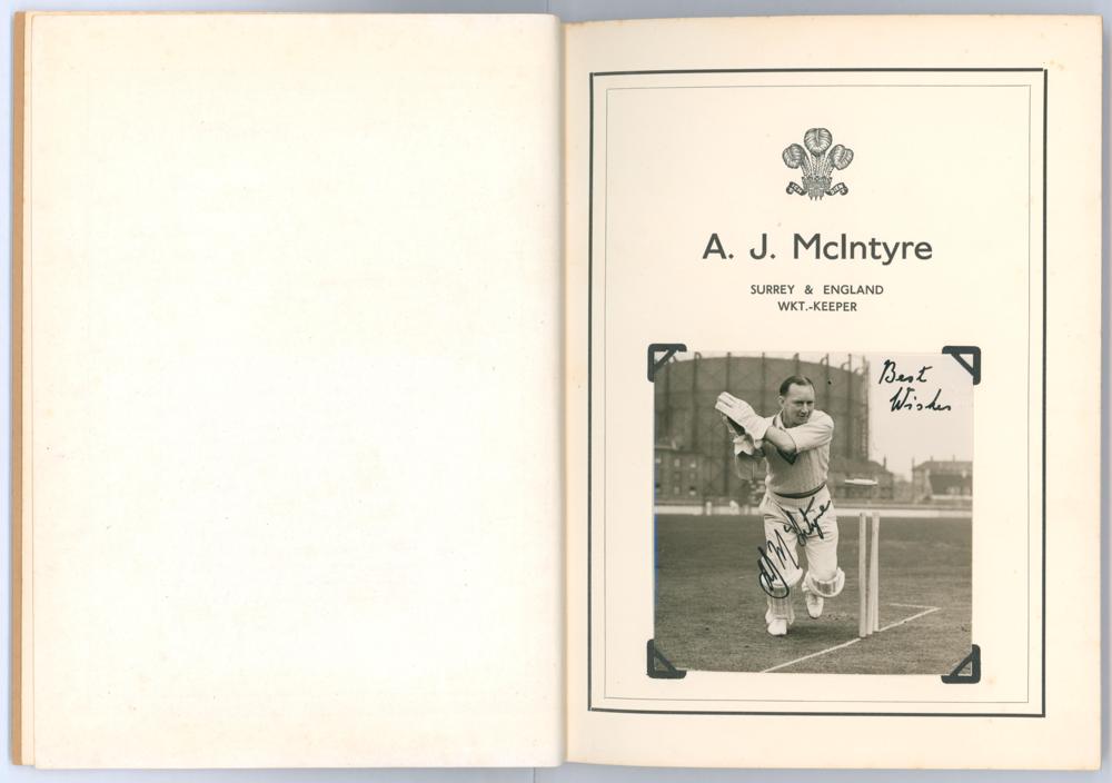 A.J.W. McIntyre Benefit Year 1955. ‘Autographed Cricket Album’. Hardback Benefit album produced