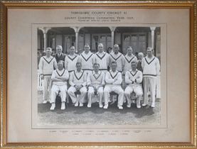 ‘Yorkshire County Cricket XI. County Champions Coronation Year, 1937’. Large original mono