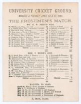 ‘The [Cambridge University] Freshmen’s Match’ 1880. Ivo Bligh’s XI v. A.D. Steel’s XI. Small