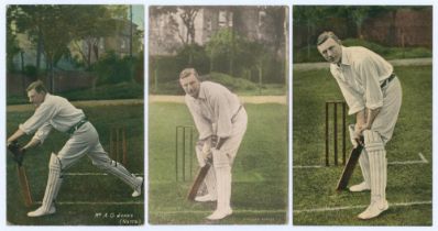 Arthur Owen Jones. Nottinghamshire, Cambridge University & England 1892-1914. Three early colour