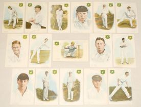 ‘South African International Cricketers 1929’ series. Full set of sixteen colour postcards depicting