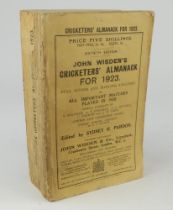 Wisden Cricketers’ Almanack 1923. 60th edition. Original paper wrappers. Heavy wear to spine paper