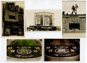 ‘The Johnnie Walker Test Match Scoreboard 1920/30’s’. Three sepia and mono postcards showing the