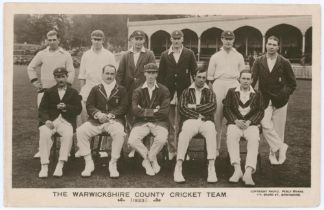 Warwickshire C.C.C. 1923. Original mono real photograph postcard of the 1923 Warwickshire team,