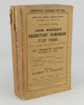 Wisden Cricketers’ Almanack 1909. 46th edition. Original paper wrappers. Some wear with small loss