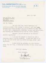 Irving Rosenwater. Cricket writer and collector. Single page typed letter from Rosenwater dated 17th