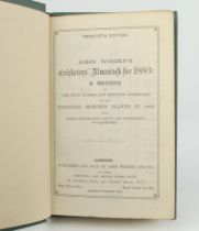 Wisden Cricketers’ Almanack 1883. 20th edition. Bound in dark green boards, lacking original paper