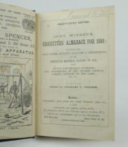 Wisden Cricketers’ Almanack 1888. 25th edition. Bound in blue/green boards, lacking original front