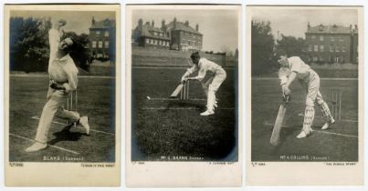 Sussex. Three Hartmann real photograph postcards of Sussex players, Cyril Bland (1897-1904),