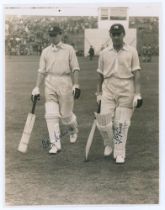 Denys Wilcox and Fred Price. Yorkshire v. M.C.C. Scarborough 1936. Original sepia photograph of M.