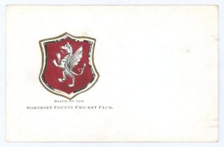 Somerset C.C.C. ‘Badge of the Somerset County Cricket Club’. Colour postcard of the county shield