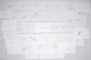 Australia cricketers 1950s- 2000s. Thirty nine white cards, each individually signed by an