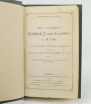 Wisden Cricketers’ Almanack 1880. 17th edition. Bound in dark green boards, lacking original paper