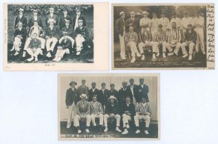 Kent C.C.C. team postcards 1902-1904. Three mono/ sepia real photograph postcards of Kent teams with