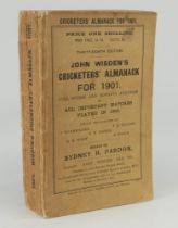 Wisden Cricketers’ Almanack 1901. 38th edition. Original paper wrappers. Slight breaking to spine