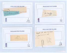 England ‘One Test Wonders’ 1931-1946. Four individual signatures in ink or pencil of players who