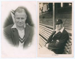 Robert James ‘Bob’ Gregory. Surrey 1925-1947. Two mono real photograph postcards of Gregory, one