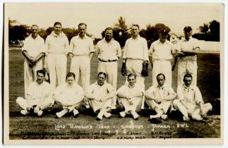Lord Tennyson’s tour of Jamaica 1931-32. Real photograph mono team postcard of the team standing and