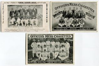 M.C.C. tours 1906/07 to 1913/14. Three various advertising mono team postcards, the first
