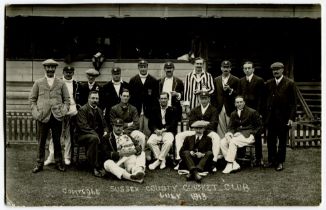 Sussex, Horsham 1913. Rarer mono real photograph postcard of the team standing and seated in rows