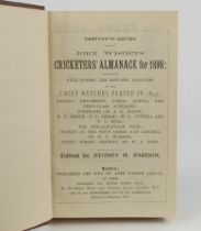 Wisden Cricketers’ Almanack 1898. 35th edition. Bound in maroon boards, lacking original paper