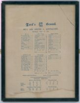 Australia inaugural tour of England 1878. ‘M.C.C. and Ground v. Australians’, Lord’s, 27th May 1878.