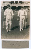 Gentlemen v Players, Scarborough 1934. Original mono photograph of E.R.T. Holmes and John Human
