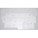 India cricketers 1970s- 2010s. Twenty seven white cards, each individually signed by an Indian