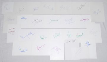 India cricketers 1970s- 2010s. Twenty seven white cards, each individually signed by an Indian
