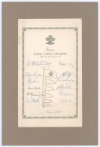 ‘Surrey County Cricket Champions 1952-1957’. Official autograph sheet with printed title, county