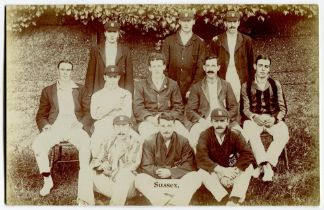 Sussex 1906. Sepia real photograph postcard of the Sussex team, standing and seated in rows with C.