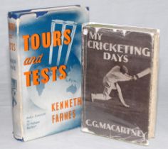 Cricket biographies. Two titles, ‘My Cricketing Days’. C.G. Macartney. London 1930. ‘Tours and