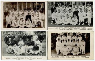 South African tours of England 1907 and 1924. Four team postcards, one sepia, three mono, two real
