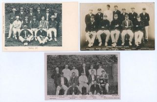 Surrey C.C.C. team postcards 1902-1907. Three early mono postcards for Surrey teams depicted