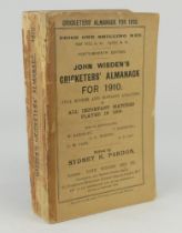 Wisden Cricketers’ Almanack 1910. 47th edition. Original paper wrappers. Some wear with some loss to