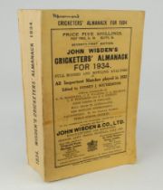 Wisden Cricketers’ Almanack 1934. 71st edition. Original paper wrappers. Handwritten name to top