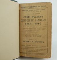 Wisden Cricketers’ Almanack 1896. 33rd edition. Bound in dark green boards, with original paper