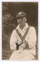 Joe Hardstaff junior. Nottinghamshire, Europeans, Auckland & England 1930-1955. Early sepia real