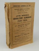 Wisden Cricketers’ Almanack 1904. 41st edition. Original paper wrappers. Crude replacement spine