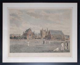 ‘Clifton College- The Close- Clifton v. Cheltenham’ 1891. Large and attractive hand-coloured print