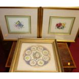 Circa 1900 school - Pair; Floral sprays, watercolours, signed with monogram EW, 15 x 19cm;