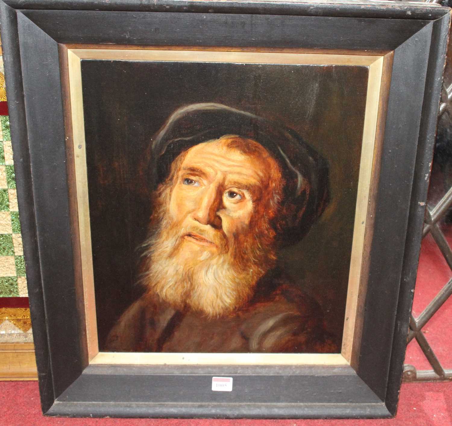19th century continental school portrait of a bearded man, oil on canvas, indistinctly signed
